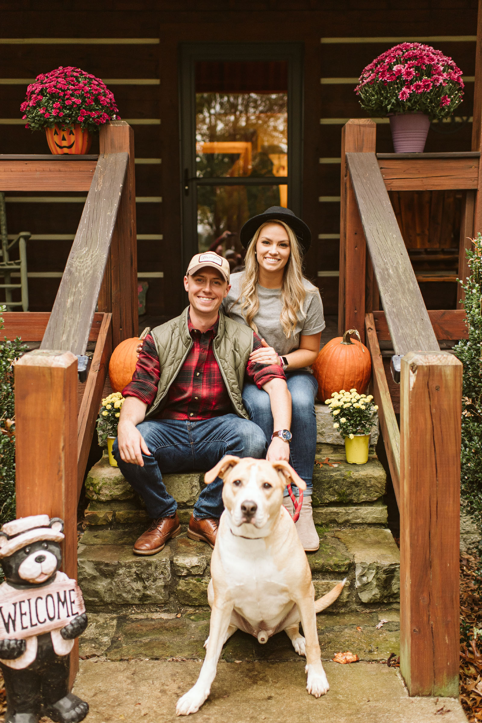 ABOUT US - owner of just us weddings & events courtney, with husband and dog